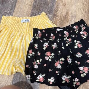 Hollister Women's Black Floral & Yellow Striped High-Waist Shorts (2-Pack)